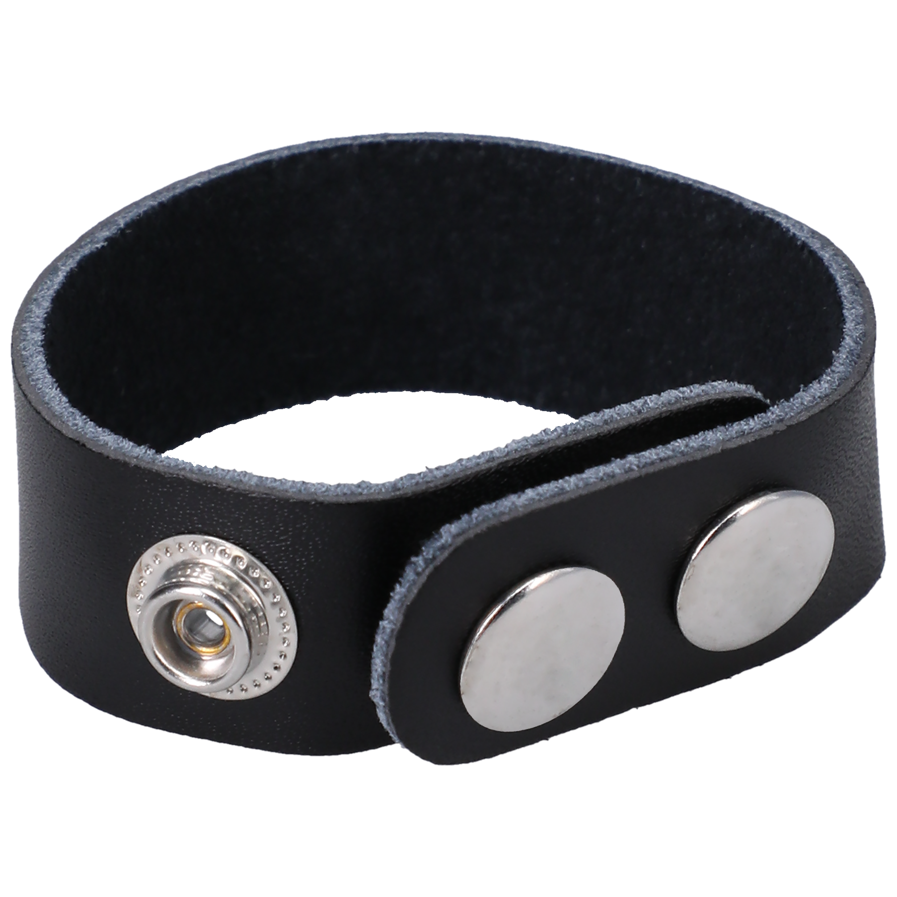 thumbnail image 2 of Handmade Black Patent Leather Arm Band - Double Studded, Shiny, 3-Snap Adjustable 2 of 2